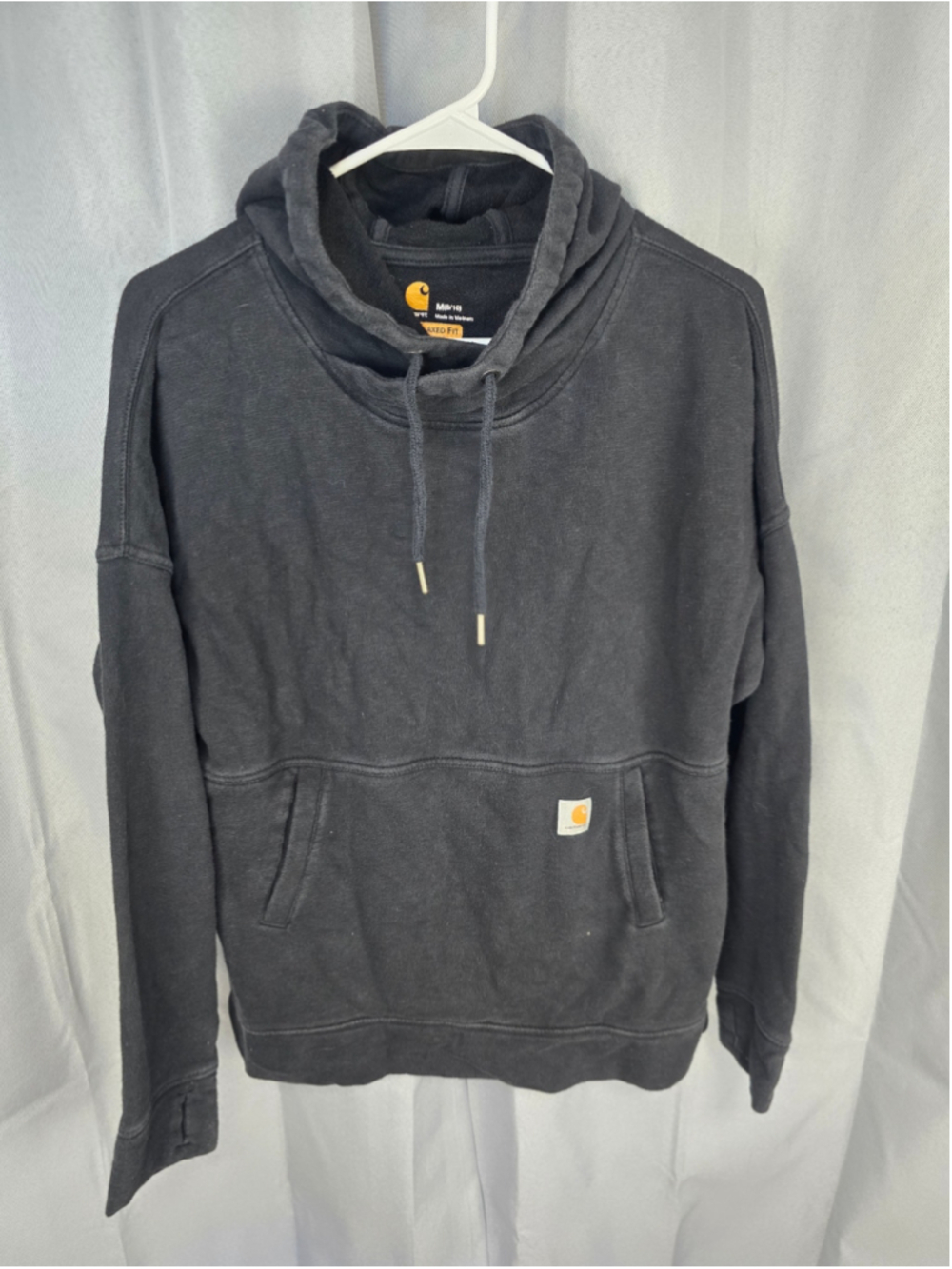 Women's Carhartt Relaxed Fit Hoodie Sweatshirt Black Size M